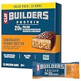 CLIF BUILDERS Protein Bars - Chocolate Peanut Butter Flavor - 20g Plant Based Protein - Gluten Free - Non-GMO - Low Glycemic - No Artificial Sweeteners - Value Pack, 2.4 oz. (12 Count)