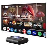 Yaber K300s Ultra Short Throw Projector, 4K Support Triple Laser Projector, 100" Image at 9", Dolby Vision, 150% NTSC, Google TV, 30W JBL Speaker, for Home Theater Gaming