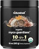 NatureBell Organic Mushroom Powder, 10oz | 10-in-1 Adaptogenic Blend with Lion’s Mane, Reishi, Shiitake, Chaga & More | Great for Coffee, Smoothies & Recipes