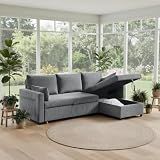 Ball & Cast 86" Sectional Sleeper Sofa Bed Pull Out Couches for Living Room