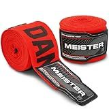 Meister Adult 180" Semi-Elastic Hand Wraps for MMA & Boxing (Pair) - Danger Red