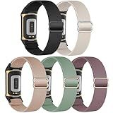 Folavii 5 Pack Stretchy Nylon Compatible with Fitbit Charge 6 Bands/Fitbit Charge 5 Bands for Women Men, Elastic Adjustable Straps Sport Replacement Wristbands for Fitbit Charge 5/6 Watch