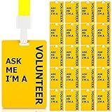 Ctosree 20 Sets Volunteer Lanyards with PVC Plastic Card Pass Yellow Volunteer Badge ID Breakaway Yellow Lanyard for Events Fundraising Church, Events, School
