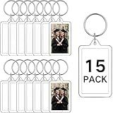 Yaomiao Acrylic Photo Frame Keychain Holder Photo Picture Insert Blank Keyring for DIY Craft(15 Pieces,2 x 3 Inch)