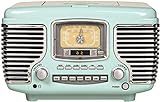 Crosley CR612B-AB Corsair Tabletop AM/FM Bluetooth Radio with CD Player and Dual Alarm Clock, Aqua Blue