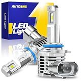 AUTOONE HIR2 9012 LED Bulbs 6500K White, 90000LM Plug and Play, IP68 Automotive Replacement HIR2 Lights, 2 PCS