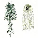 Freyalife 2pcs Fake Hanging Plants for Room Decor,Artificial Potted Plants Eucalyptus for Aesthetic Vintage Boho Home Office Living Bedroom Wall Patio Bathroom Bookshelf Christmas Indoor Outdoor Decor