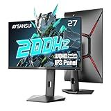 SANSUI Gaming Monitor 27" 1440P 200Hz 180Hz WQHD 2560×1440-AMD FreeSync 1ms DCI-P3 95% Fast IPS Computer Monitor,Height Adjustable Vertical/Horizontal Rotating, 2×DisplayPort/HDMI 丨HDR丨Low Motion Blur