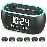 HOUSBAY Digital Alarm Clock Radio for Bedrooms, Phone-Free Wake-up with Dual Alarm, Night Light, Small Radio Clock for Bedside