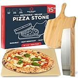 Pizza Stone for Oven Set - 15 x 12 inch Stone for Grill - 3PCS PizzaMaking Accessories - Large Pizza Oven Stones - Baking Stones for Bread and Pizzas