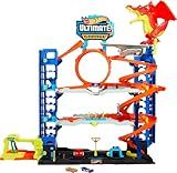 Hot Wheels City Ultimate Garage Track Set with 2 Die-Cast Toy Cars & Car-Eating Dragon, Stores 50+ Vehicles, 4 Levels