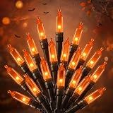 Orange LED Outdoor Halloween Lights, Halloween Decorations, 39 FT 100 LED Mini Lights with 8 Lighting Modes,Connectable String Light Plug in for Garden Patio Party Haunted House Ghost Holiday Decor