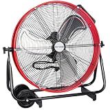 BILT HARD 24" Heavy Duty Industrial Drum Fan, 8100 CFM High Velocity Drum Fan with 3-Speed Control, Metal Shop Fan for Warehouse, Garage, Workshop, Basement and Factory