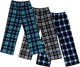 Mad Dog Concepts Boys Pajama Pants - Soft Micro Fleece PJ Bottoms for Kids Printed Plaid Design Boy's Sleepwear Size 6–20 3PK - Size 10-12, Black/Blue/Teal