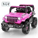 SEALIGHT 12V Kids Ride On Truck Car w/Parent Remote Control, 4 * 380W Motors, 3 Speeds, Emergency Braking, LED Lights, Music & Horn, Kids Electric Vehicles for Boy Girl Gift