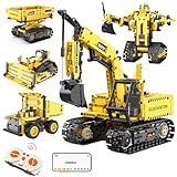 Resosese 5 in 1 Building Toys STEM Robotics Kits - Remote-Controlled Excavator Engineering Kit for Kids Age 6 7 8 9 10 11 12-14 with 555 Pieces，DIY Educational Science Kits Gift for Boys & Girls