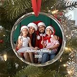 Personalized Christmas Ornament - Custom Crystal Photo Ornaments with Text
