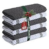 Infinitee Xclusives 100% Cotton Kitchen Towels - 15x25 Inch Ultra Soft Tea Towel, Super Absorbent Terry Dish Towels for Kitchen Linens |Grey|