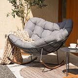 Grand patio Outdoor Papasan Rocking Chair with Thick Cushion, Grey