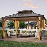 YOLENY 10' x 12' Hardtop Gazebo, Metal Gazebo with Aluminum Frame, Double Galvanized Steel Roof, Curtains and Netting Included, Pergolas for Patios, Garden, Parties, Lawns