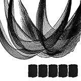 Qtisky Set of 5 Halloween Creepy Gauze Cloth Decoration, Indoor Outdoor Black Scary Halloween Gauze Tapestry Decor, Spooky Decorations for Home Wall Yard Haunted House Party Supplies, 72 x 30 inch