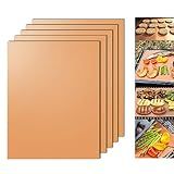 Copper Grill Mats for Outdoor Grill, Dailyart Set Of 5 BBQ Grilling Mats for Outdoor Reusable & Easy To Clean & Non-Stick Copper Grill Sheets - Barbecue Grill Accessories for Gas, Charcoal, Electric