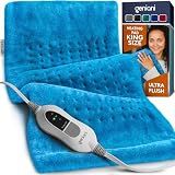 GENIANI Electric Heating Pad for Back Pain & Cramps Relief, Electric Throw, Self Care Gifts for Women, Heating Pad for Neck & Shoulder, Machine Washable Microplush, Auto Shut Off (12×24", Aqua Blue)