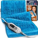 GENIANI XL Electric Heating Pad for Back Pain & Cramps Relief, Electric Throw, Birthday Christmas Gifts for Women, Men Auto Shut Off, Machine Washable, Heat Pad for Neck & Shoulder (Aqua Blue)