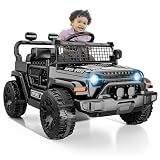 TRINEAR 12V Ride on Car with Parent Remote Control, Toddler Electric Car with Spring Suspension, LED Lights & Music Player - Safe Battery Toy for Kids, Christmas & Birthday Gift, Black