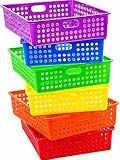4E's Novelty 6 Pcs Colorful Plastic Classroom Storage Bins 13.75" X 10.25" for Organizing A4 Papers Trays, Turn In Containers Kids School Teachers Classroom Organization & Storage Supplies