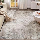 UERMEI 8x10 Area Rug Living Room Rugs - Washable Neutral Modern Abstract Soft Thin Large Rug Indoor Floor Non Slip Rug Carpet for Bedroom Under Dining Table Home Office Decor - Brown Grey