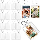 Baaxxango 16 PCS Acrylic Photo Frame Keyring,3.35 X 2 Inch/8.5 X 5 cm Personalized Keychains,Clear Picture Keychain as Gift,Suit for Artwork,Photocard Holder