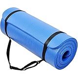 BalanceFrom GoCloud 71x24 Inches Extra Thick Yoga Mat 1-Inch High-Density Foam – Roll-Up Exercise Pad with Double-Sided Non-Slip Surface and Carrying Strap for Pilates and Home Workouts