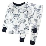 HonestBaby 2-Piece Pajamas Sleepwear PJs 100% Organic Cotton for Baby, Toddler, Kids, Boy, Crabs, 3T