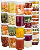 Dipoo 60 Sets (120-Piece) Deli Containers with Lids, 32/16/8 oz X 20 Set Each, Leak-Proof & BPA Free Airtight Takeout Plastic Food Storage Containers for Soup, Freezer/Microwave/Dishwasher Safe
