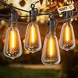 Outdoor-String-Lights-Patio-Lights, 100FT ST38 Shatterproof Dimmable Waterproof Connectable LED Christmas Lights, Hanging Outside Light for Backyard, Porch, Deck, Balcony, Garden, Home Decor