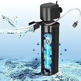 Aquarium Filter for 40-150 Gallon Tank, U-V Fish Tank Green Clean Machine Submersible Powerful Pump Canister Filter 400GPH for Pond Turtle Tank Saltwater Freshwater Crystal Clear Green Killing
