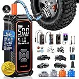 OlarHike Tire Inflator Portable Air Compressor, Dual Power-3 * 2000mAh & 12V DC