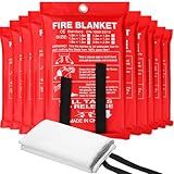 Wiwiqing 10 Pack Fire Blankets - Bulk Emergency Flame Retardant Fiberglass Fire Suppression Blankets - Fireproof Survival Safety Cover for Home, Kitchen, Camping, Car, Office, Warehouse - 39 x 39 Inch