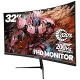 CRUA 32Inch Curved Gaming Monitor, FHD(1920 * 1080P) VA Screen 165Hz/200Hz, 1800R VA Screen, 120% sRGB, Computer Monitor That Support AMD Freesync, HDMI, DP, Wall Mountable Installs-Black