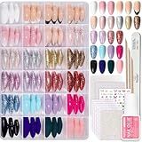 Beetles Press on Nails Kit 720Pcs 24 Colors, Short Almond Press on Nails Glossy Matte Glitter With Nail Glue & Nail Tabs Stickers, Natural Fit Lightweight Fake Nails Kit Art For Women Girls