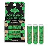 Portland Bee Balm All Natural Handmade Beeswax Based Lip Balm, Oregon Mint 3 Count