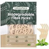 200 Count Biodegradable Dental Floss Picks, Eco Friendly Plant-Based Tooth Flossers for adults, Tear-Resistant Floss Sticks with Wide Handles, Vegan & BPA Free Dental Floss for Natural Oral Care, Mint