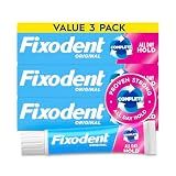 Fixodent Complete Denture Adhesive Cream, Original, 2.4 oz (3-Pack) – Strong False Teeth Glue, Secure Dental Adhesive for Full and Partial Plates, Packaging May Vary