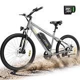 INVANTI Electric Bike for Adults with 55 Miles, Peak 750W Motor, 20 MPH Commuting Electric Mountain Bike with 26" Tires, Front Fork Suspension, 7-Speed Gears, LCD Display and Removable Battery (Grey)