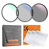 K&F Concept 55mm UV/CPL/ND Lens Filter Kit (3 Pieces)-18 Multi-Layer Coatings, UV Filter + Polarizer Filter + Neutral Density Filter (ND4) + Cleaning Cloth+ Filter Pouch for Camera Lens (K-Series)