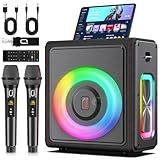 Karaoke Machine, Portable Bluetooth 5.3 Speaker with 2 Wireless Microphones for Adults, PA System with Pitch Correction & Echo Adjustment, Supports TWS/TF Card/USB/AUX/Live/REC for Home Party