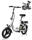 LGLRTD 14" Folding E-Bike for Adults - 22MPH, 30-Mile Range, Compact Commuter Electric Bike for Urban Travel with Multi-Shock Absorption System