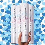 PrimePure Gender Reveal Confetti Cannon, Biodegradable Blue Hearts, 4 Pack