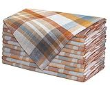 COTTON CRAFT Harvest Cloth Napkins - Set of 12 Multicolor Plaid Pure Cotton Dinner Napkin - Durable Washable Reusable Soft Napkin - Fall Thanksgiving Napkin - Holiday Party Table Napkin Gift - 17x17